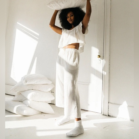 NWOT 100% cotton gauze sleepwear bottoms L/XL large extra large white breathable - Picture 1 of 13